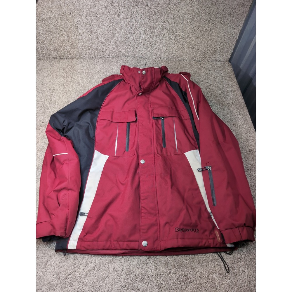 Boardsports USA Mens Ski Jacket Red Black Colorblock Winter Snow Coat Large